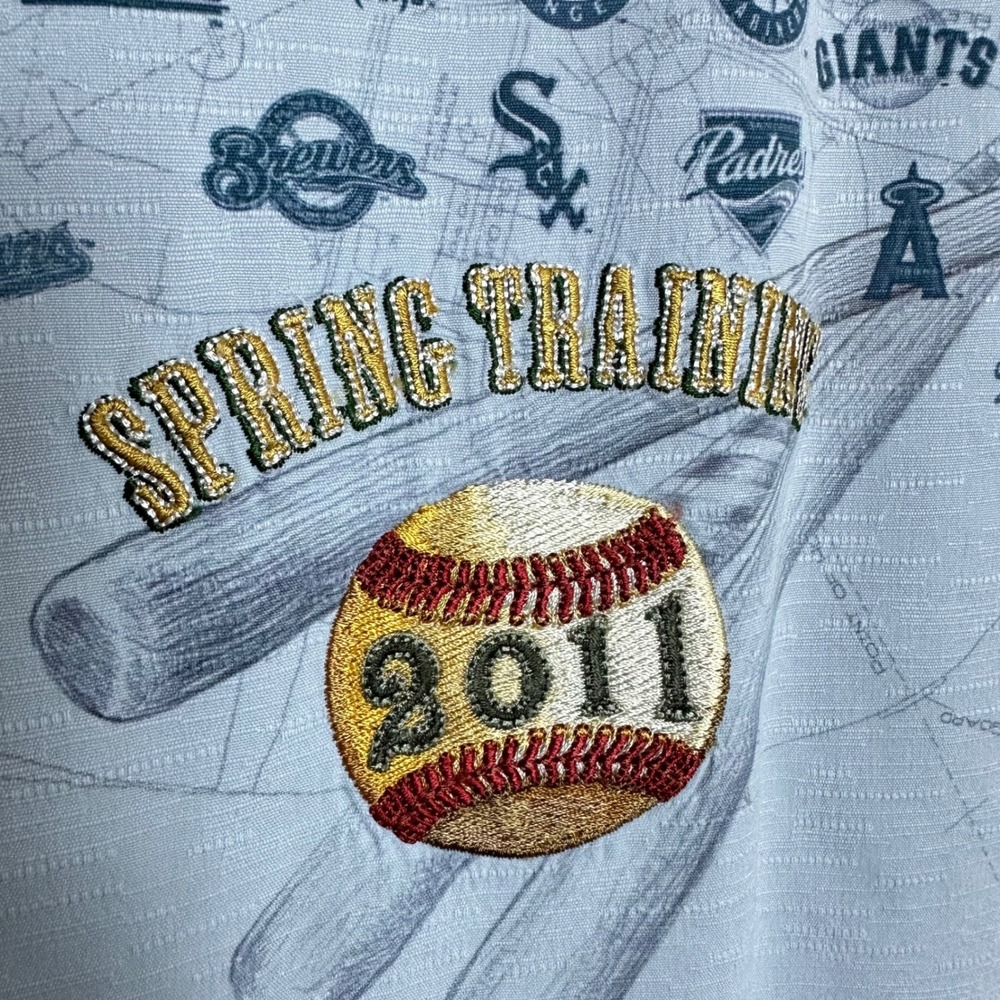 ð¥Tommy Bahama Mens 2011 Cactus League Spring Training Silk Shirt XL Blue MLB - Picture 7 of 12